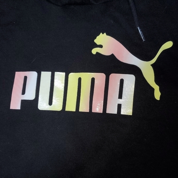 Black Puma Crop Hoodie Sweatshirt Medium - Picture 2 of 5